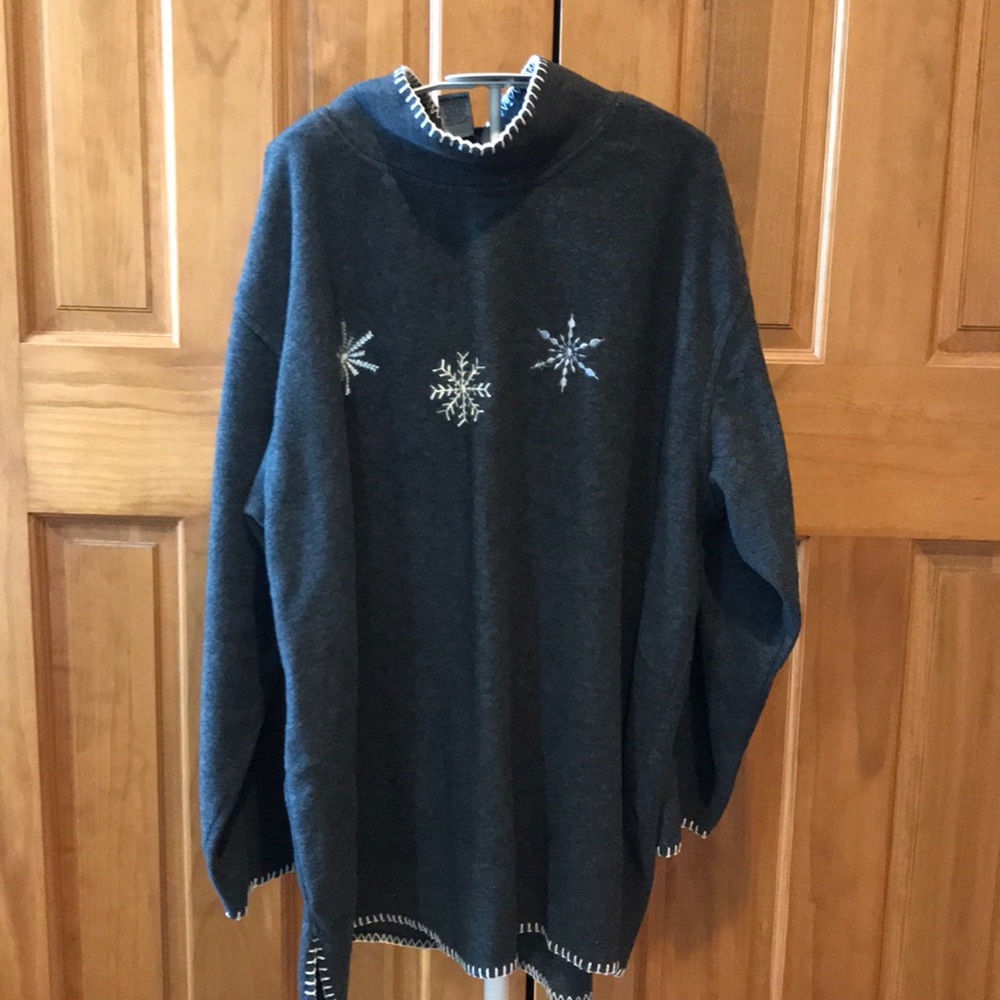 Blizzit 22 W Pullover Fleece Snowflakes Grey